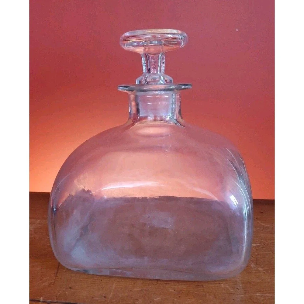 Blenko Williamsburg C6 W Glass Bottle Hand-blown Ship Decanter With Stopper Euc
